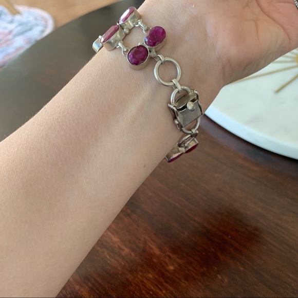 Vintage flower Ruby bracelet - Picture 3 of 4